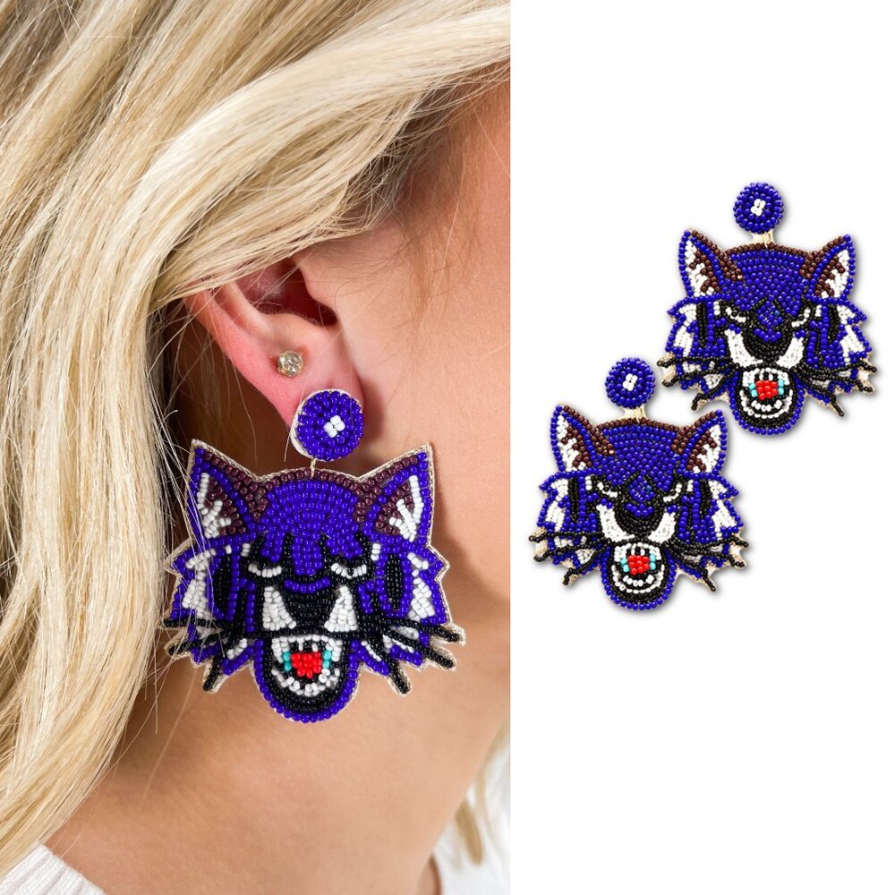 Kentucky Wildcats Football Team Mascot Beaded Statement Earrings